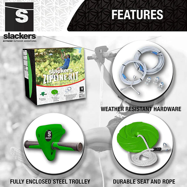 Slackers 40' Backyard Zipline Kit with Spring Brake