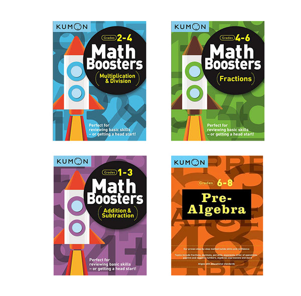 Kumon Math Boosters Workbooks Grades 1-8