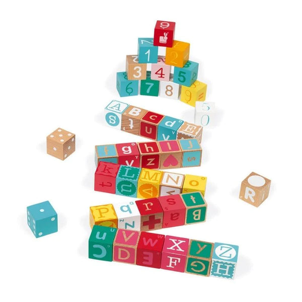 Janod Kubix Wood Blocks - Letters & Numbers