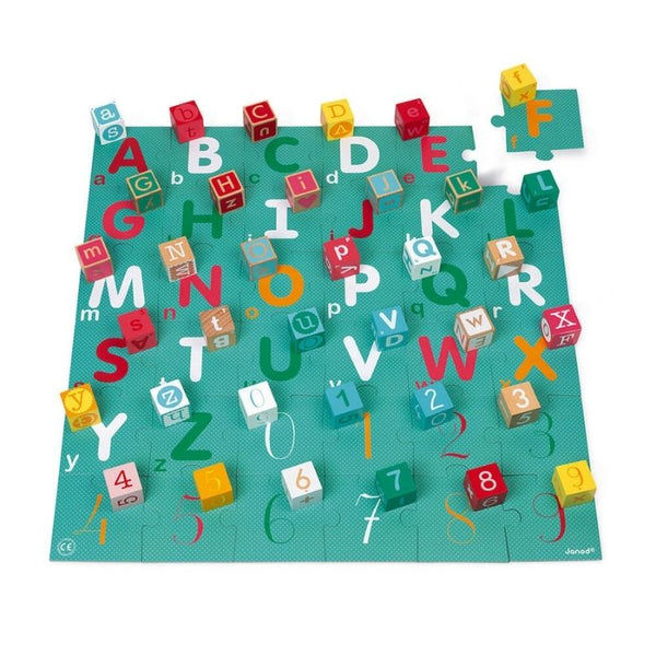 Janod Kubix Wood Blocks - Letters & Numbers