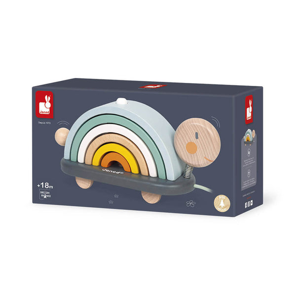 Janod Stacking Wood Rainbow Turtle