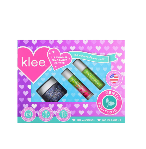 Klee Naturals Bio-Glitter, Roll-on Fragrance and Lip Shimmer Kit