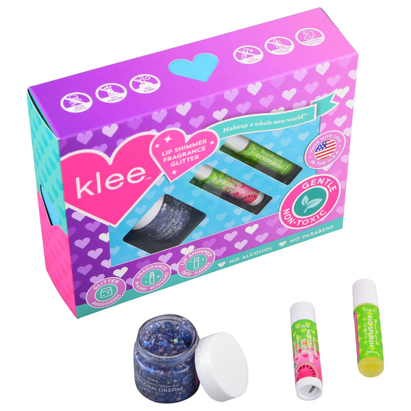 Klee Naturals Bio-Glitter, Roll-on Fragrance and Lip Shimmer Kit