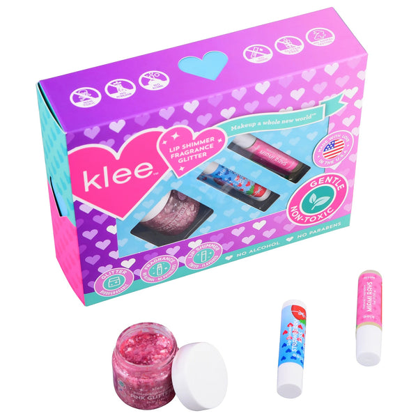 Klee Naturals Bio-Glitter, Roll-on Fragrance and Lip Shimmer Kit