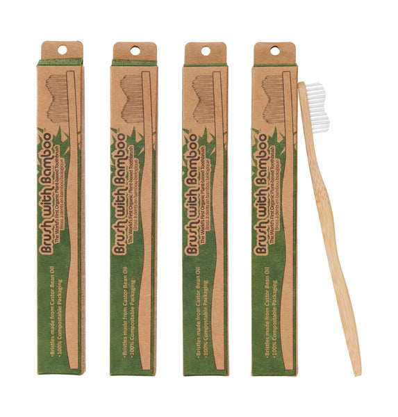 Brush with Bamboo Toothbrushes - Adult 4-Pack