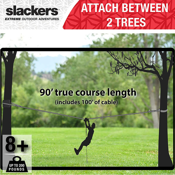 Slackers 90' Backyard Zipline Kit with Spring Brake